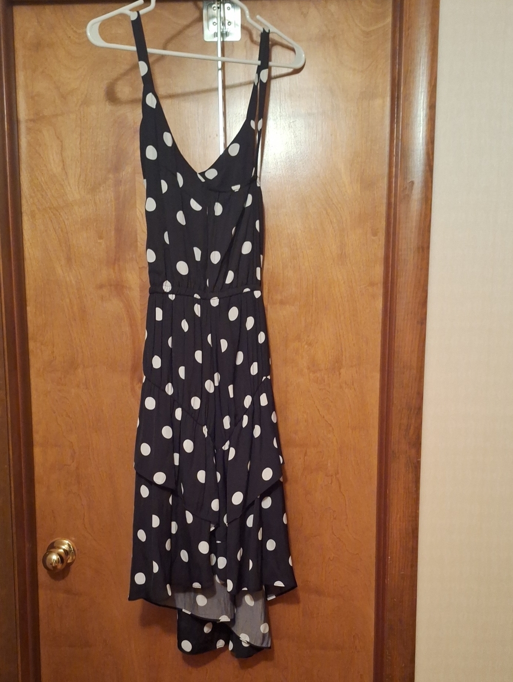 Women’s Black Polka Dot Layered Midi Dress Never Worn